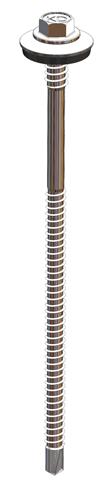 Sandwichpaneelschroef 6,3/5,5x177 mm - RVS A2 bimetaal met 19 mm afdichtingsring - boorpunt #3