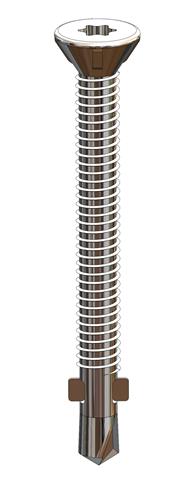Zelfborende schroef 6,3x80, staal verzinkt, boorpunt #4 - Met vleugels voor het bevestigen van hout op staal.