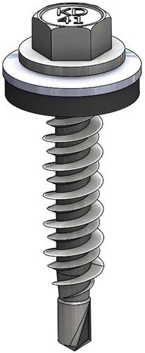 410 HiLo Zelfborende Schroef 6,3x38 - RVS SUS410 - Ring 16 mm - RAL6007 (Flessengroen)