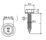 Zelfborende Schroef RVS 410 4,2x16 - RAL 9007 (Grijs Aluminium) - Boorpunt #SP - Zeskantkop 1/4''