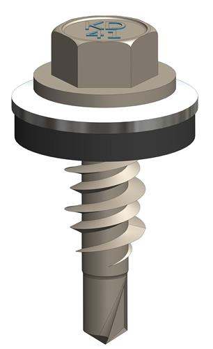 410 HiLo Zelfborende Schroef 6,3x25 - RVS SUS410 - Ring 16 mm - RAL9006 (Wit Aluminium)