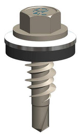 410 HiLo Zelfborende Schroef 6,3x25 - RVS SUS410 - Ring 16 mm - RAL9006 (Wit Aluminium)