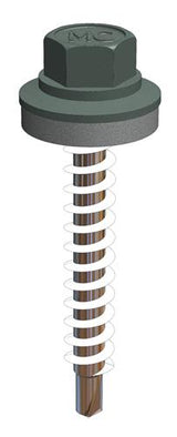 Farmerschroef van 4,8x35 - boorpunt 1 met kleur R3009 (Oxyderood) en alu ring voor hout