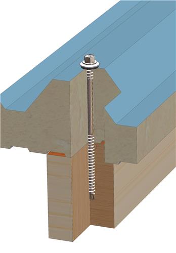 Sandwichpaneelschroef 7,0/6,5x125 mm - roestvaststaal A2 met 16 mm afdichtingsring - boorpunt #2