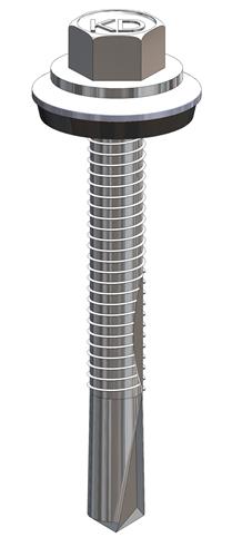 Boorschroef RVS A2 Bimetaal - 5,5 x 45 mm - Boorpunt Type 5 - Ring 16mm - RAL9002 Grijswit