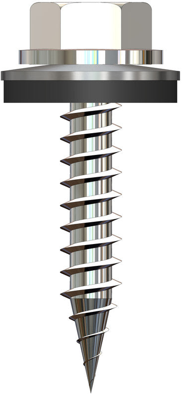 Solarschroef 6.0x25 van Bi-metaal RVS A2 - zeskantkop met flens en ring