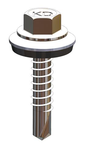 Boorschroef RVS A2 Bimetaal - 5,5 x 27 mm - Boorpunt Type 2 - Ring 16mm - RAL7038 Aconietgrijs