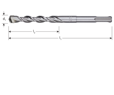 SDS-Plus hamerboor 6,0x100 met lengte 160mm en 2 snijkanten, per stuk verpakt