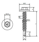 SS1 HiLo Schroef - 5,5 x 35 mm - #1 - Verzinkt met EPDM - RAL6003 Olijfgroen