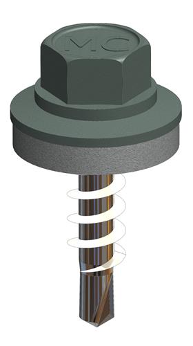Farmerschroef van 4,8x20 - boorpunt 1 met kleur R7015 (Leigrijs) en alu ring voor hout